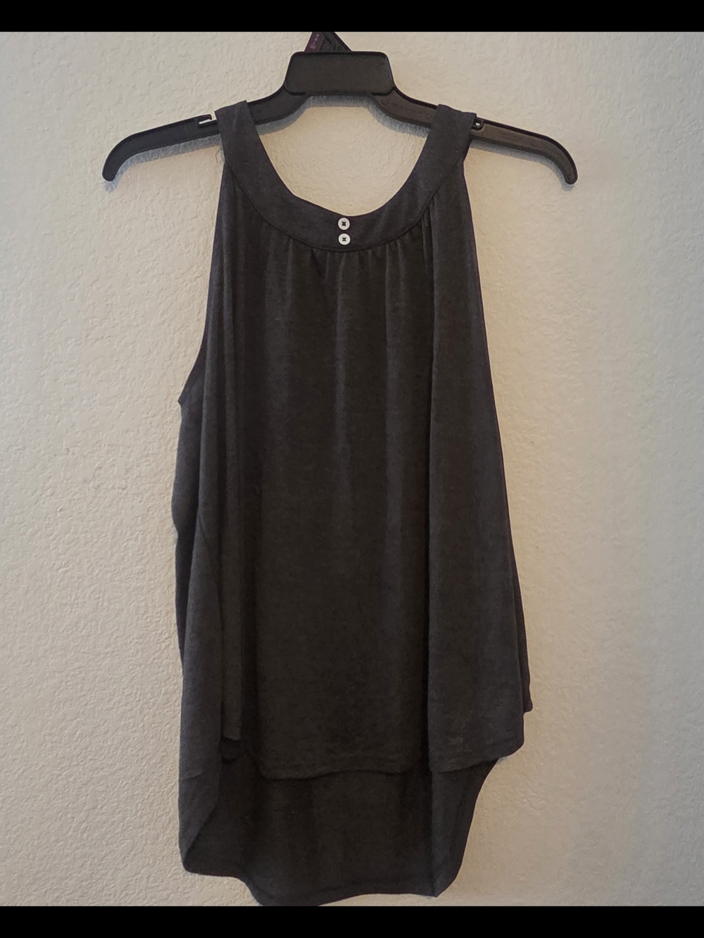 Relaxed Dark Gray Sleeveless High-Low Tank Top